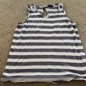 Papermoon Gray and White Striped Sleeveless Tee